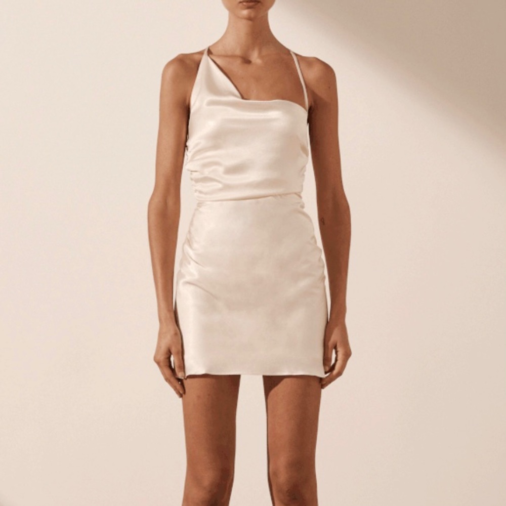 Shona Joy Asymmetrical Cowl Mini Dress